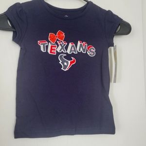 Houston Texans girls 3T glitter bow NFL tee. NWT. LAST ONE!